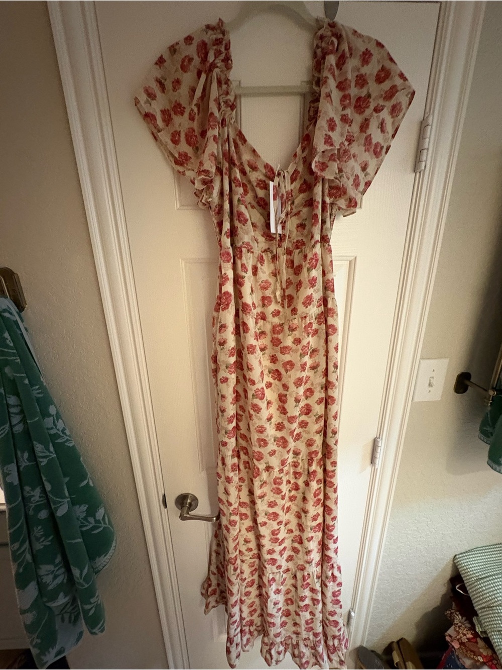 Baltic Born Cream Maxi Dress with Pink Floral Print